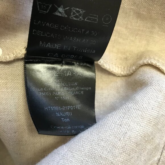 Isabel Marant Nauru Button Down Top Shirt Womens 34 Tan 2 US Linen Long Sleeve - Picture 9 of 12